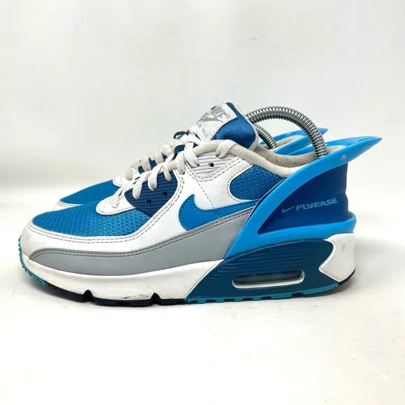Nike Air Max 90 Flyease Running Sneaker Shoe White Blue Youth 7