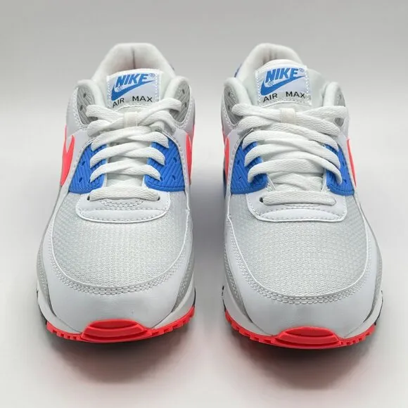 Nike Air Max 90 III Womens Gym Shoes White Red Blue Coral DA8856-100 NEW Size 10