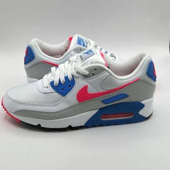 Nike Air Max 90 III Womens Gym Shoes White Red Blue Coral DA8856-100 NEW Size 10