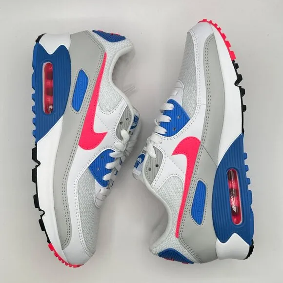 Nike Air Max 90 III Womens Gym Shoes White Red Blue Coral DA8856-100 NEW Size 10