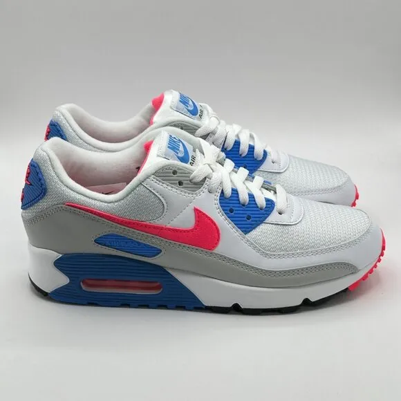 Nike Air Max 90 III Womens Gym Shoes White Red Blue Coral DA8856-100 NEW Size 10
