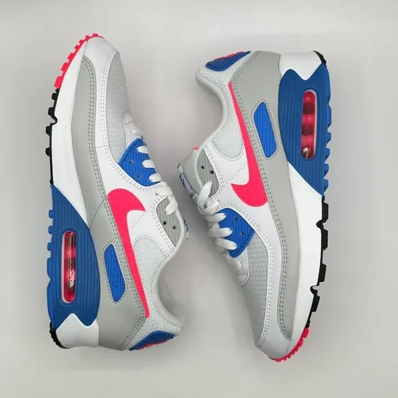 Nike Air Max 90 III Womens Gym Shoes White Red Blue Coral DA8856-100 NEW Size 10