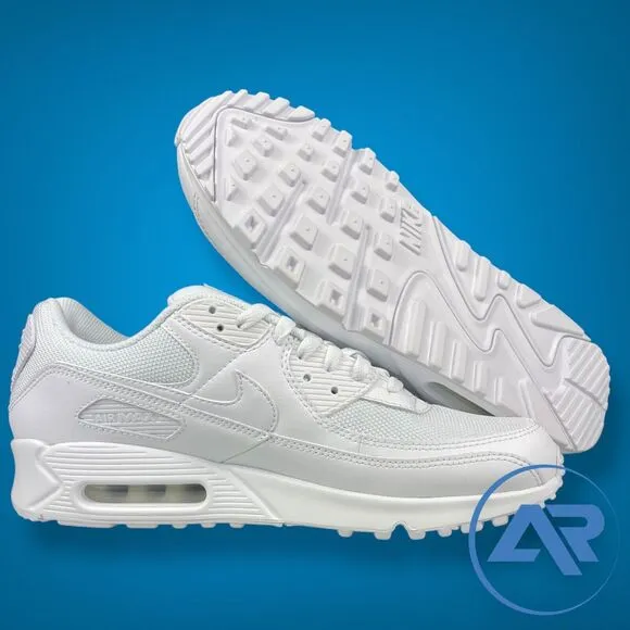 Nike Air Max 90 Triple White Athletic Running Shoes Men's Size 10.5 CN8490-100