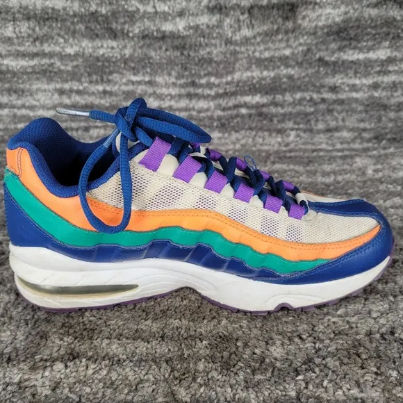 Nike Air Max 95 Gym 307565-412 Boys 7Y White Orange Neptune Green Blue Purple