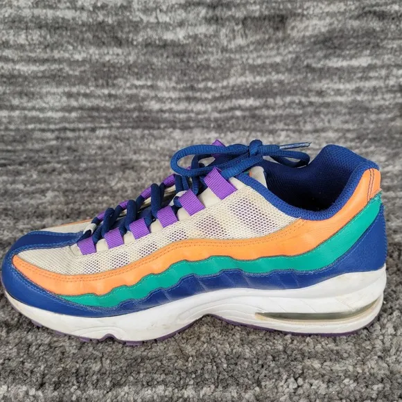 Nike Air Max 95 Gym 307565-412 Boys 7Y White Orange Neptune Green Blue Purple