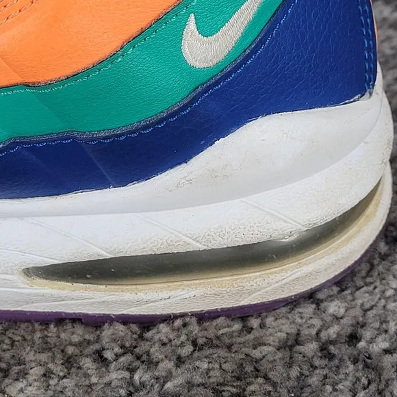Nike Air Max 95 Gym 307565-412 Boys 7Y White Orange Neptune Green Blue Purple