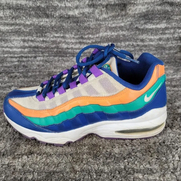 Nike Air Max 95 Gym 307565-412 Boys 7Y White Orange Neptune Green Blue Purple