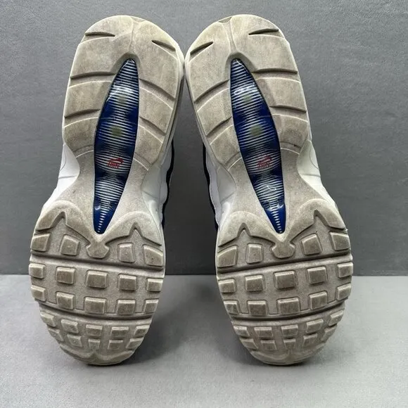 Nike Air Max 95 USA Mens Size 10 Shoes White Deep Royal Blue Gym Red Sneakers