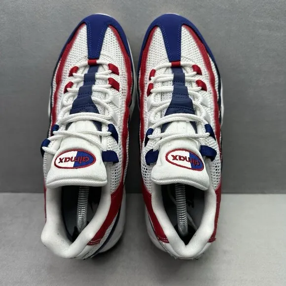 Nike Air Max 95 USA Mens Size 10 Shoes White Deep Royal Blue Gym Red Sneakers