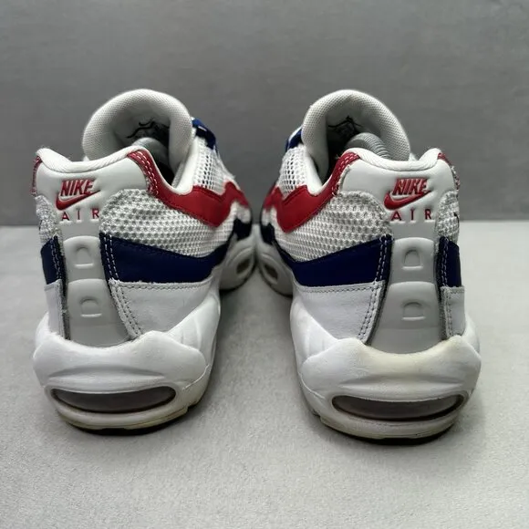 Nike Air Max 95 USA Mens Size 10 Shoes White Deep Royal Blue Gym Red Sneakers