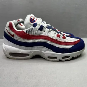Nike Air Max 95 USA Mens Size 10 Shoes White Deep Royal Blue Gym Red Sneakers