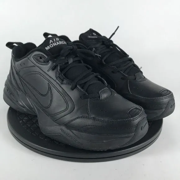 Nike Air Monarch IV Triple Black Comfort Walking Shoes 415445-001 Mens Size 11.5