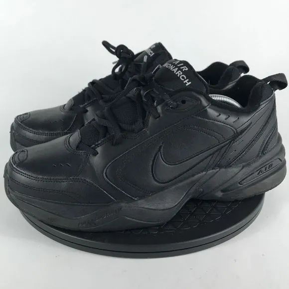 Nike Air Monarch IV Triple Black Comfort Walking Shoes 415445-001 Mens Size 11.5