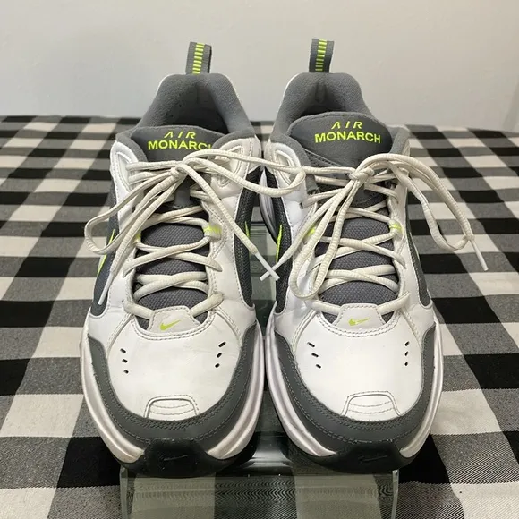 Nike Air Monarch IV White Grey Yellow Men 9.5 Leather Shoes Sneakers Low Top