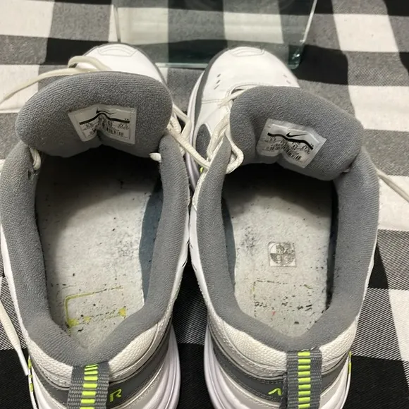 Nike Air Monarch IV White Grey Yellow Men 9.5 Leather Shoes Sneakers Low Top