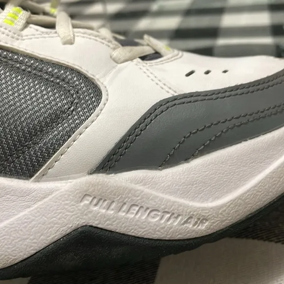Nike Air Monarch IV White Grey Yellow Men 9.5 Leather Shoes Sneakers Low Top