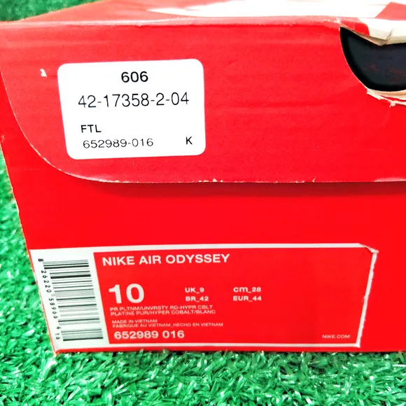 NIKE Air Odyssey Running Sneakers Men's Size 10 Platinum Red Cobalt 652989-016