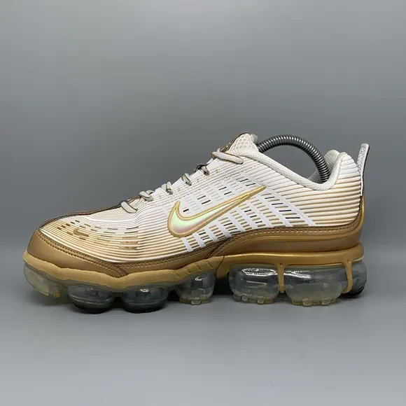 Nike Air Vapormax 360 White Gold Running Shoes CK9671-101 Men's Sz 9.5