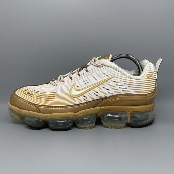 Nike Air Vapormax 360 White Gold Running Shoes CK9671-101 Men's Sz 9.5