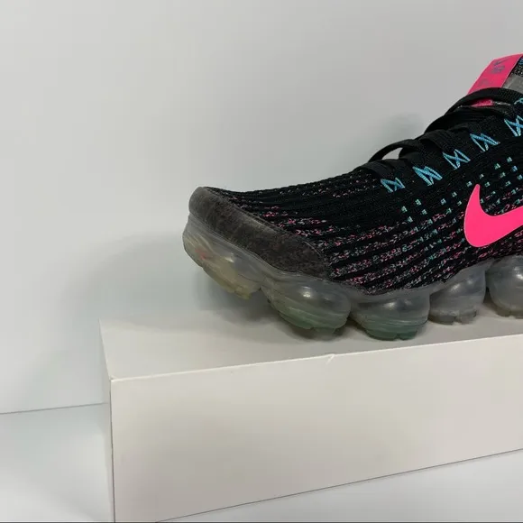 NIKE AIR VAPORMAX FLYKNIT 3 BLACK HYPER PINK BALTIC BLUE WOMENS RUNNING SHOES SI