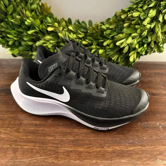 Nike Air Zoom Pegasus 37 Black White (GS) Running Shoes 3.5Y