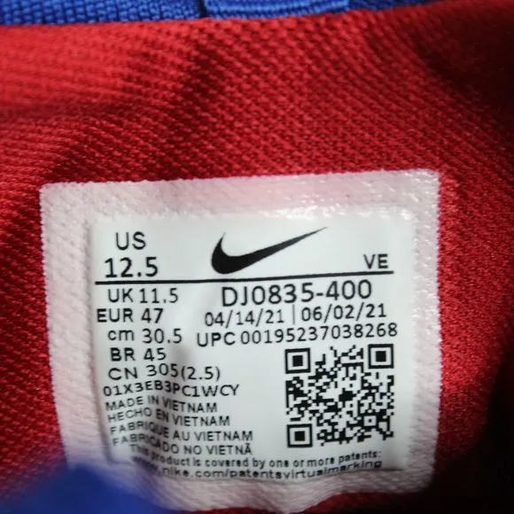 Nike Air Zoom Pegasus 38 New York Giants Running Shoes Mens Size 12.5 DJ0835-400