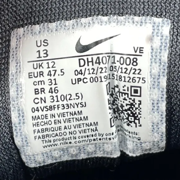 Nike Air ZOOM Pegasus 39 Mens 13 Running Shoes Anthracite Metallic Silver