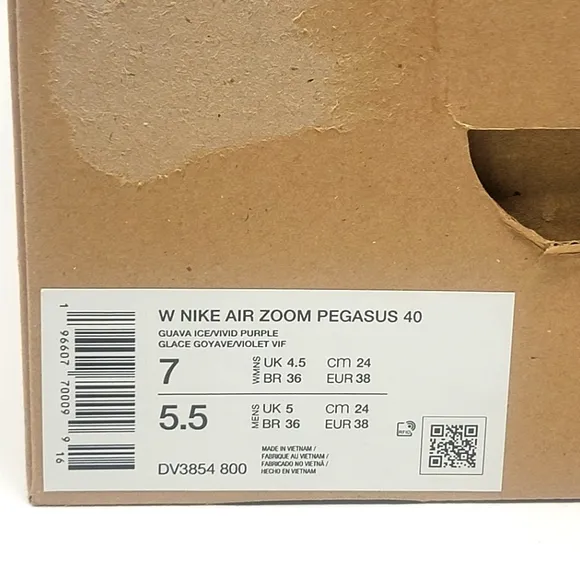 Nike Air Zoom Pegasus 40 DV3854-800 Women's Size 7 Guava Purple Shoes New