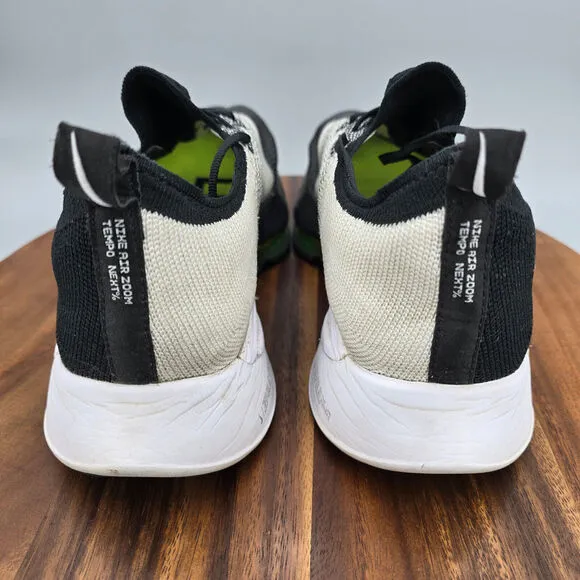 Nike Air Zoom Tempo Next% Flyknit Shoes Men's 11.5 Black White Running Sneakers