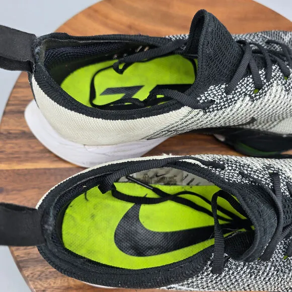 Nike Air Zoom Tempo Next% Flyknit Shoes Men's 11.5 Black White Running Sneakers