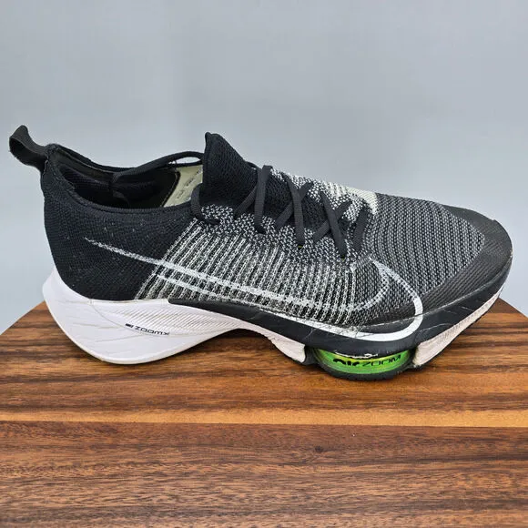 Nike Air Zoom Tempo Next% Flyknit Shoes Men's 11.5 Black White Running Sneakers