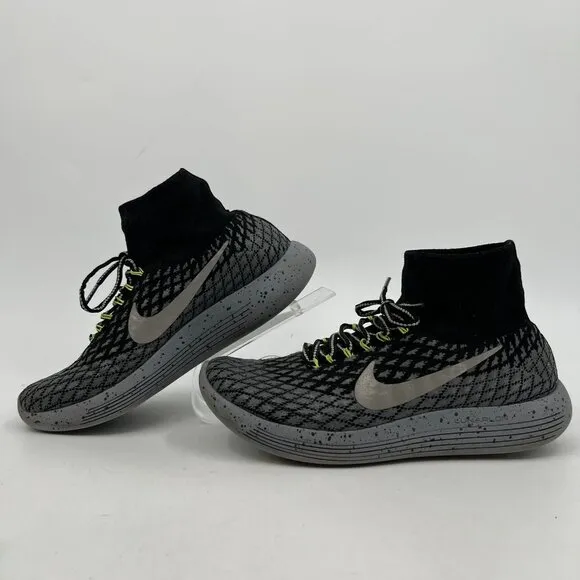Nike Black Gray Lunarepic Flyknit Sneakers | Size 10