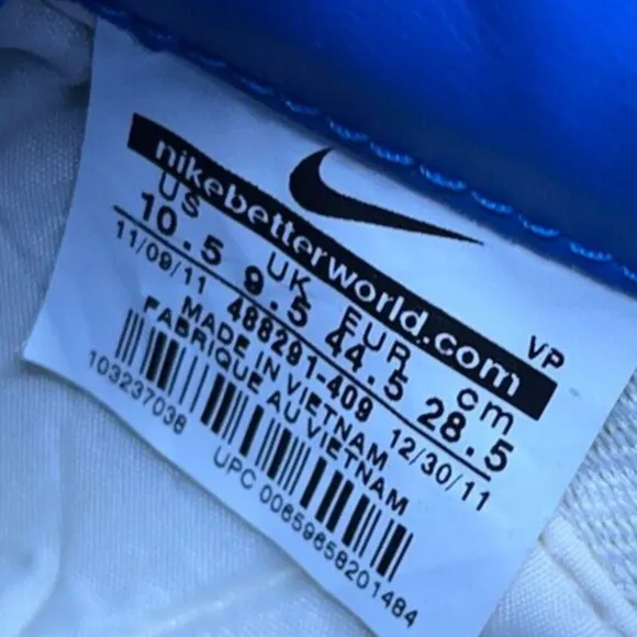 Nike Cortez Basic Nylon Blue White 2012 Running Shoes 488291-409 Mens Size 10.5