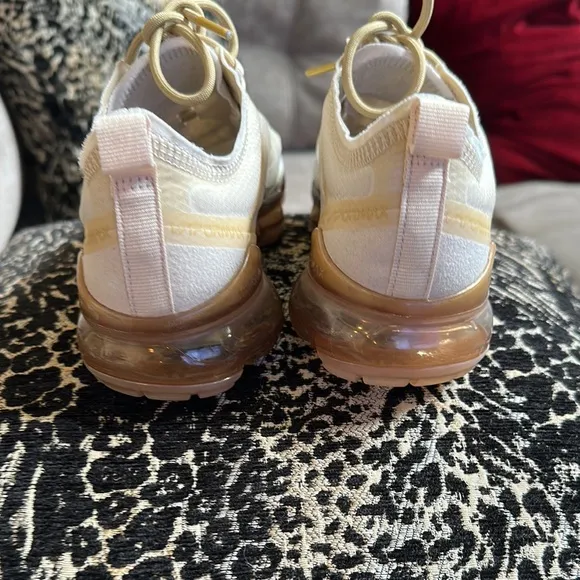 Nike Cream Sneakers with Woven Upper and Cushioned Sole