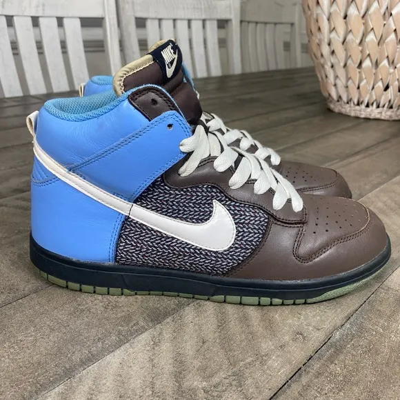 Nike Dunk High Blue Brown Womens Size 10 Walking Athletic Running Shoes Sneakers