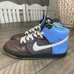 Nike Dunk High Blue Brown Womens Size 10 Walking Athletic Running Shoes Sneakers