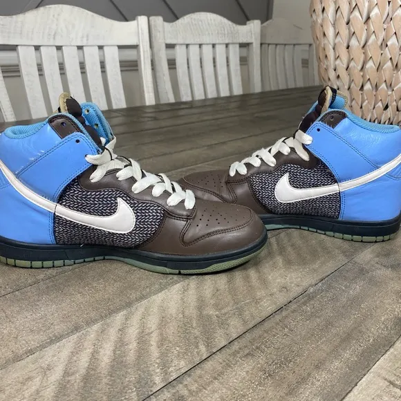Nike Dunk High Blue Brown Womens Size 10 Walking Athletic Running Shoes Sneakers