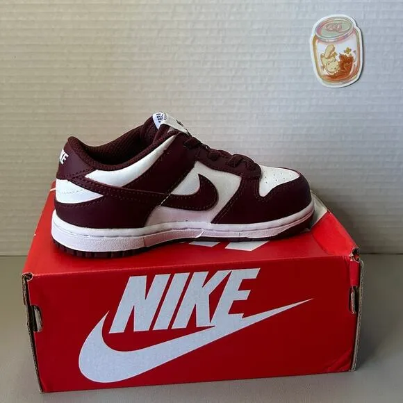 NIKE DUNK LOW (TDE) WHITE/REDWOOD-GYM RED- Size 10 C Kid Shoes