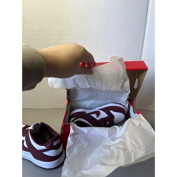 NIKE DUNK LOW (TDE) WHITE/REDWOOD-GYM RED- Size 10 C Kid Shoes