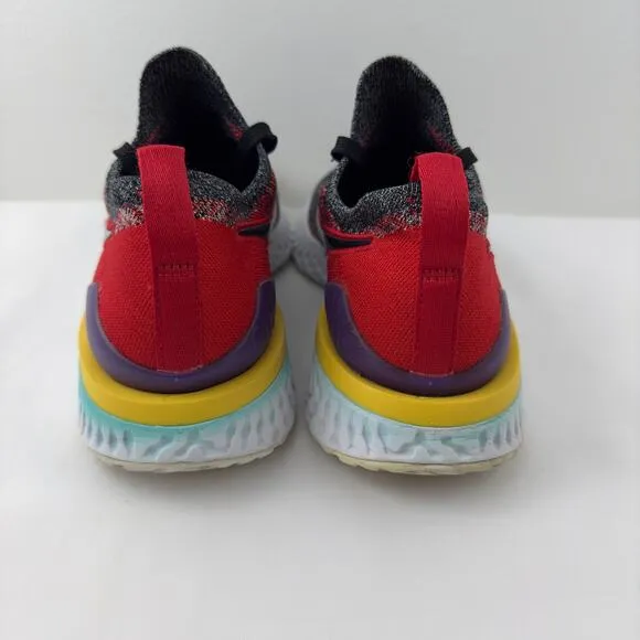Nike Epic React Flyknit 2 black hyper jade university red running shoes