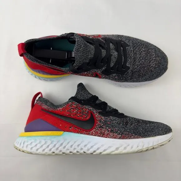 Nike Epic React Flyknit 2 black hyper jade university red running shoes