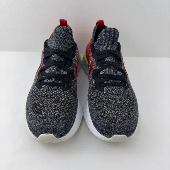 Nike Epic React Flyknit 2 black hyper jade university red running shoes