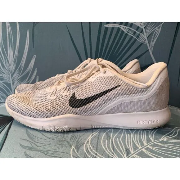 NIKE FLEX TRAINING TR7 white gray SNEAKER GYM SHOES sz 8.5