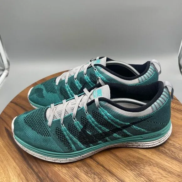 Nike Flyknit One Plus Shoes Mens Size 13 Green 554887-301 Running Sneakers