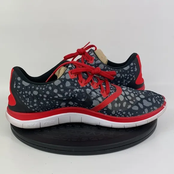 Nike Free 4.0 Print Black/Red/Gray Running Shoes 729818-002 Men's Size 11