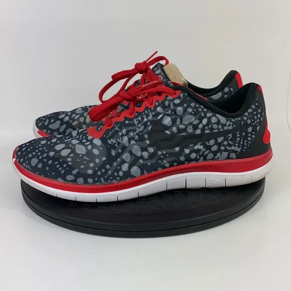 Nike Free 4.0 Print Black/Red/Gray Running Shoes 729818-002 Men's Size 11