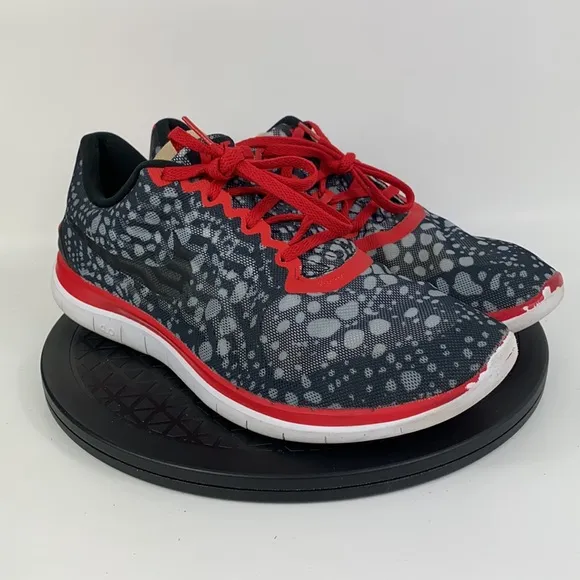 Nike Free 4.0 Print Black/Red/Gray Running Shoes 729818-002 Men's Size 11