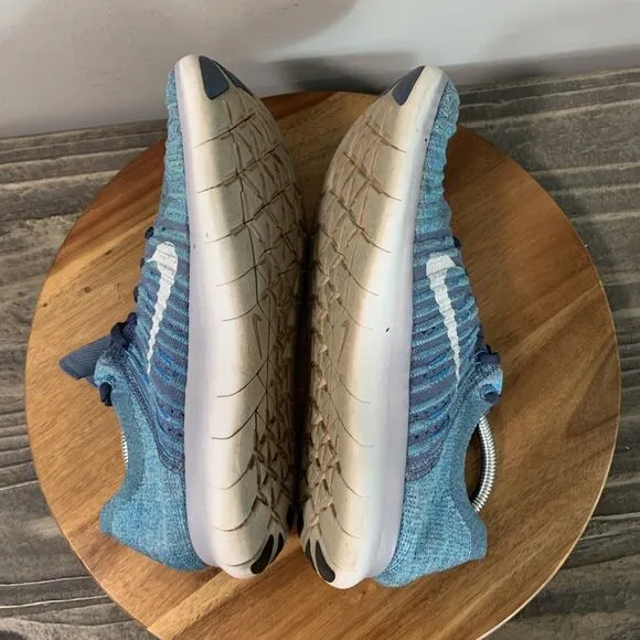 Nike Free RN Flyknit Women's Size 8 Running Shoes Ocean Fog Sneakers 831070-404