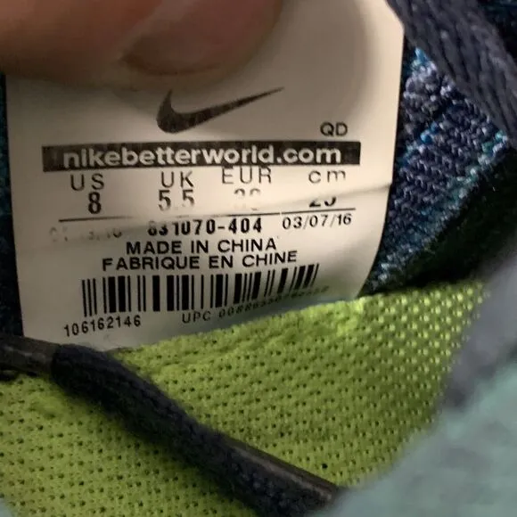 Nike Free RN Flyknit Women's Size 8 Running Shoes Ocean Fog Sneakers 831070-404