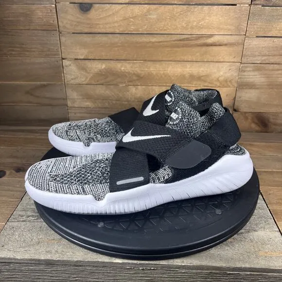 Nike Free RN Motion Womens Size 9 Flyknit Black Gray Slip On Shoes Sneakers